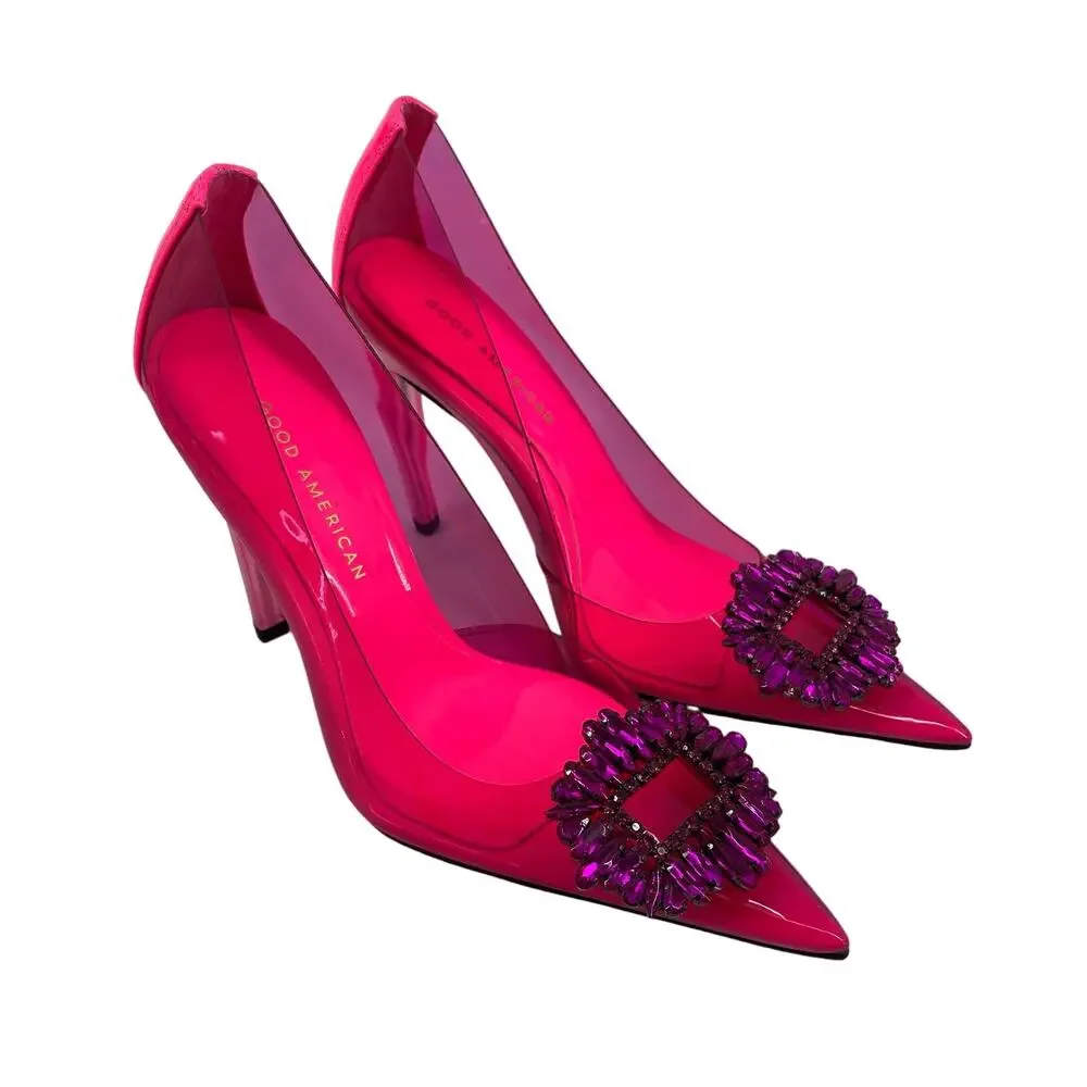 Good‎ American Cinder-Rella Pumps Size 6 Hot Pink Lucite GA275JPB-X